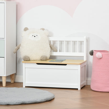 HOMCOM 2 In 1 Wooden Toy Box, Seat Storage Bench, Storage Chest Cabinet Organiser, with Safety Pneumatic Rod