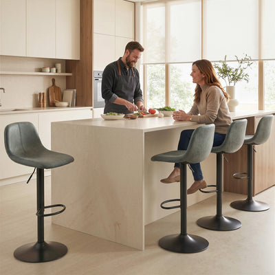 HOMCOM Bar Stools Set of 2, Modern Swivel Barstools with Footrest for Kitchen Island and Dining Room, Green 