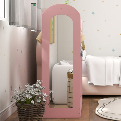 AIYAPLAY Kids Clothes Rail with Storage Shelf, Boxes, Mirror for Bedroom, Nursery, Pink 