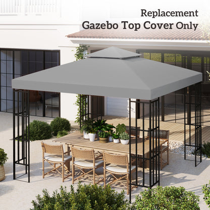 Outsunny 3(m) Gazebo Top Cover Double Tier Canopy Replacement Pavilion Roof Light Grey 