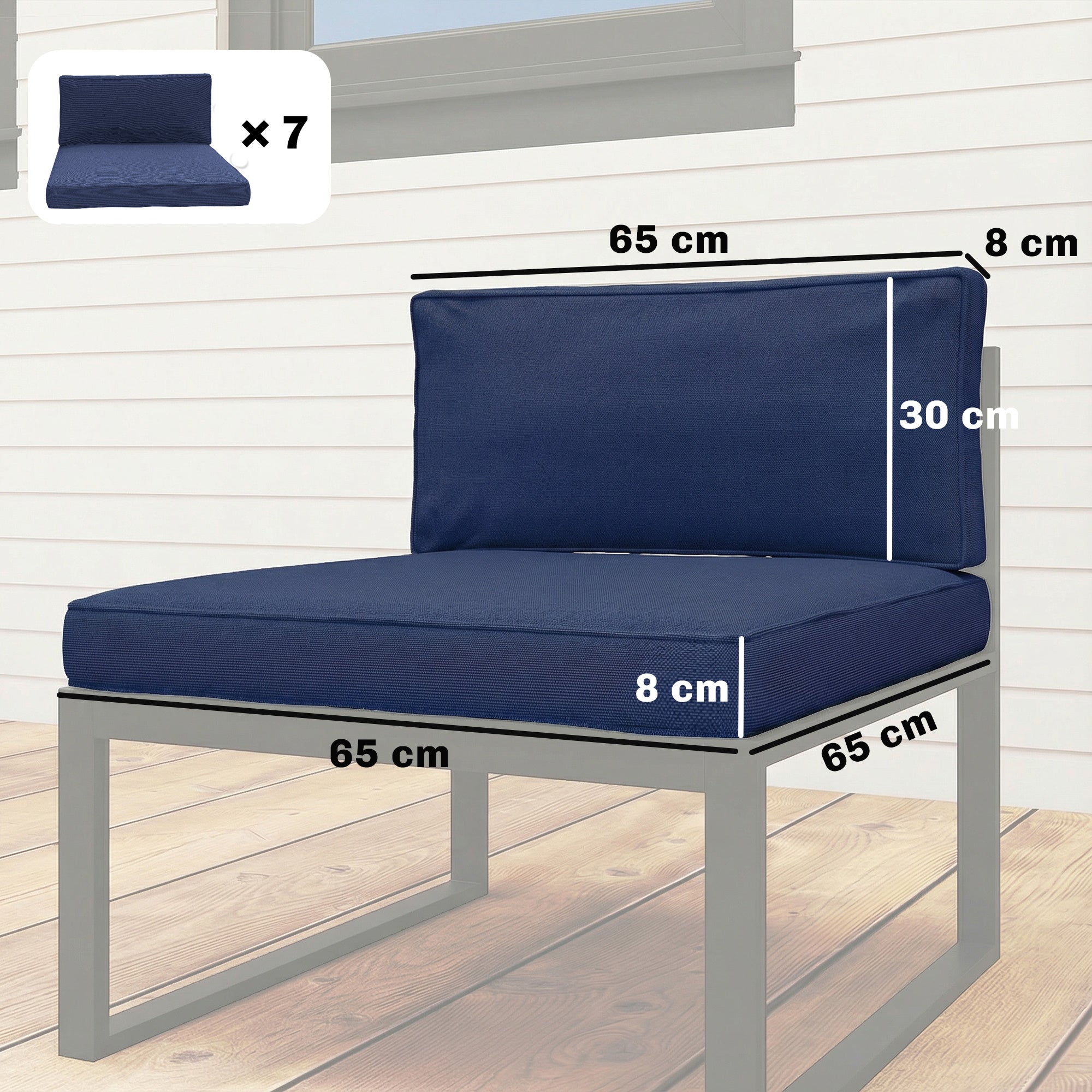 Outsunny 14-piece Dining Set Cushions - Dark Blue 
