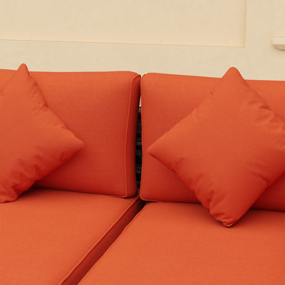 Outsunny Eight-Piece Rattan Sofa Set - Orange/Grey 