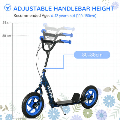 AIYAPLAY Kids Scooter with Adjustable Handlebar, Children's Kick Scooter with Non-slip Footplate, Rear Brake, Kickstand, Blue 