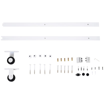 HOMCOM 6FT Rustic Interior Sliding Barn Door Mounting Hardware Kit - White 