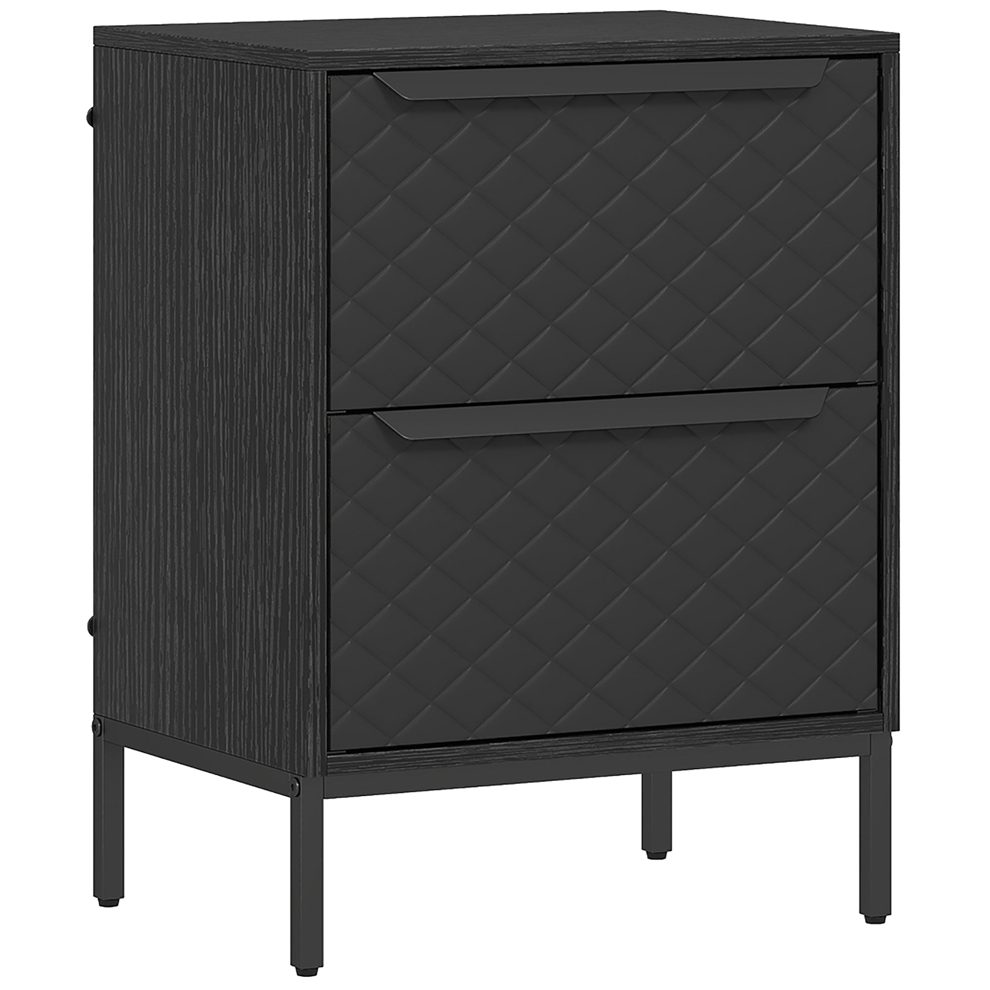 HOMCOM Chest of Drawers, Dresser with 2 Fabric Drawers and Aluminium Handles - Black 