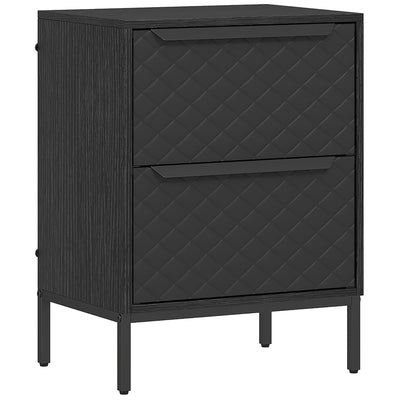 HOMCOM Chest of Drawers, Dresser with 2 Fabric Drawers and Aluminium Handles - Black 