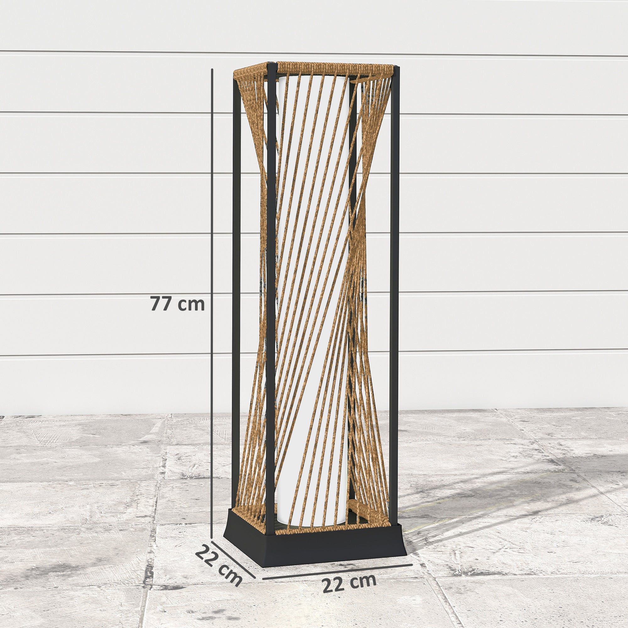 Outsunny Rattan Solar Garden Lights, Auto On/Off LED Floor Lamp, Sand Brown 