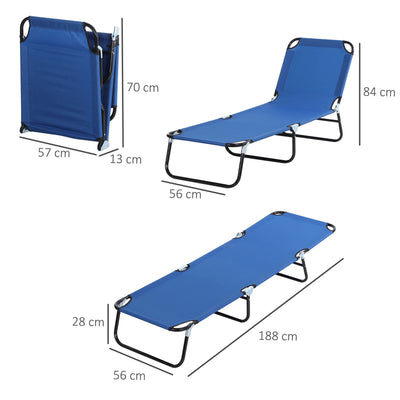 Outsunny Foldable Sun Lounger with 5-Position Adjustable Backrest, Outdoor Portable Recliner Chaise Lounge Chair with Breathable Mesh Fabric, Blue 