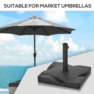 Outsunny 20kg Square Parasol Base Outdoor Garden Cement Umbrella Weight Stand Holder, Fits Φ32mm,Φ38mm,Φ48mm Pole - Black 
