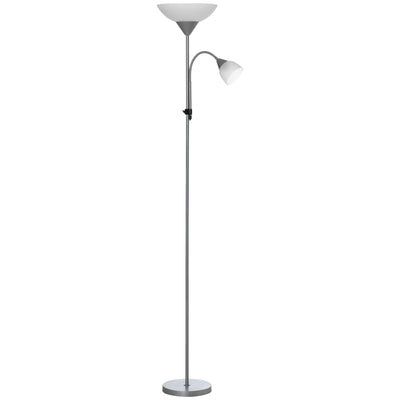 HOMCOM Modern Floor Lamp, Uplighter 2-Light Tall Standing Lamp with Adjustable Heads,  for Living Room, Bedroom, Office 
