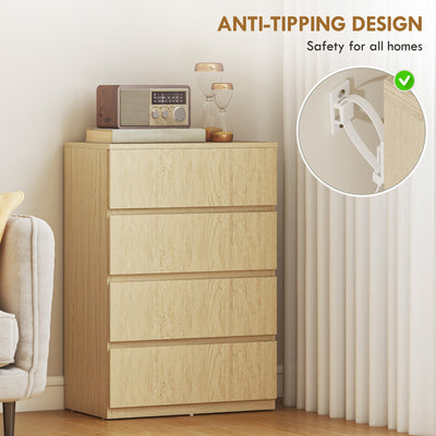 HOMCOM Chest of Drawers, 4-Drawer Storage Cabinets, Modern Dresser, Storage Drawer Unit for Bedroom 