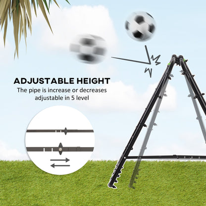 HOMCOM Double Sided Football Rebounder Net, Football Rebound Goal with Five Adjustable Angles, Black 
