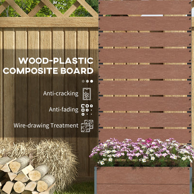 Outsunny 34 x 69.5cm Garden Planter Box, with Back Trellis, Brown 