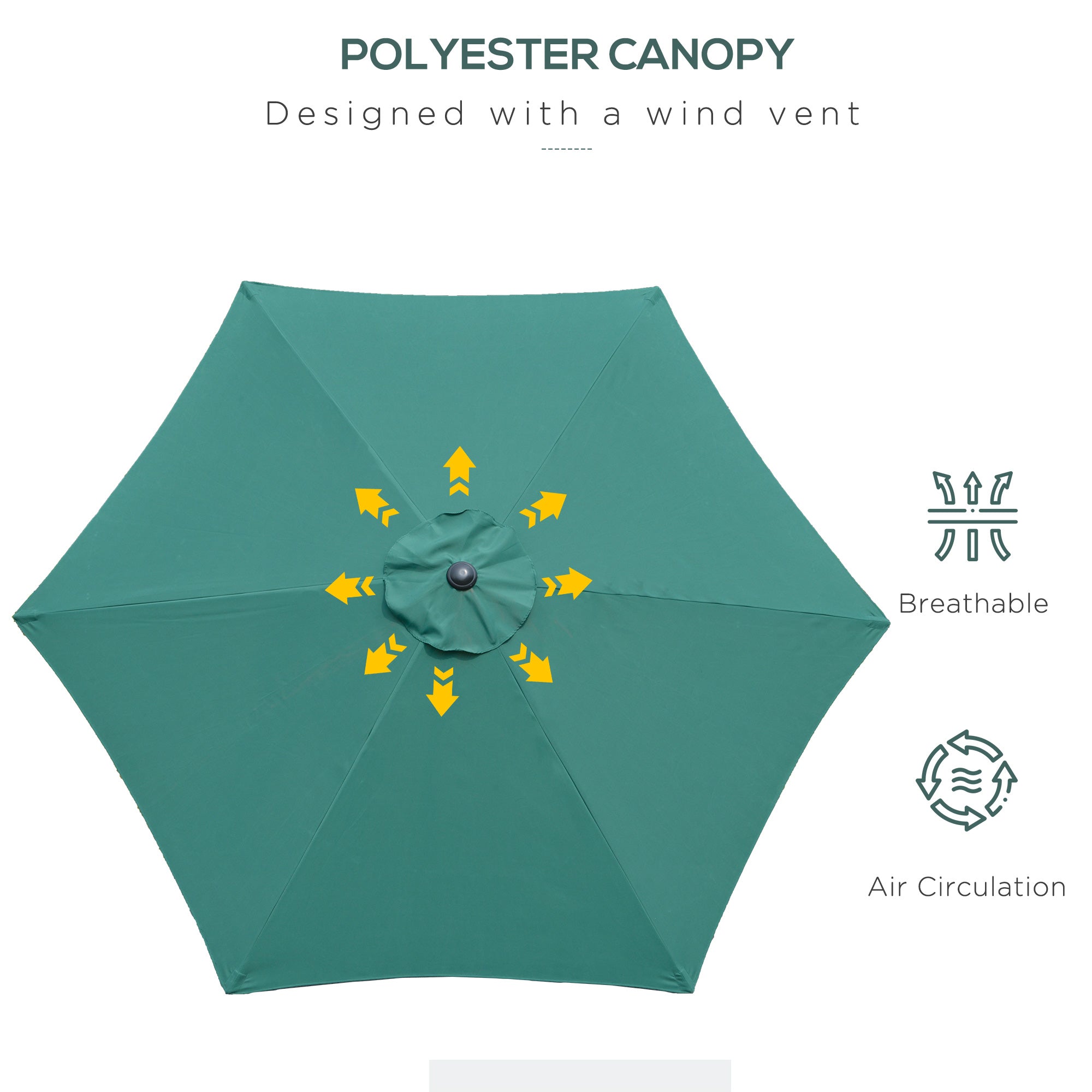 Outsunny 2.6M Garden Parasol Umbrella with Tilt and Crank, Outdoor Sun Parasol Sunshade Shelter with Aluminium Frame, Green 