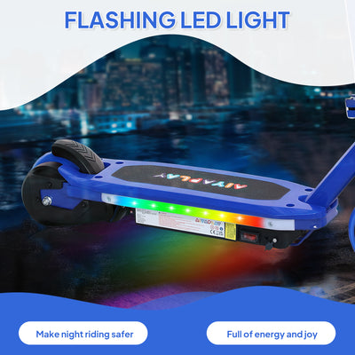 AIYAPLAY Electric Scooter for Ages 6-14, with Colourful Light and Electric Brake, Electric Scooter E Scooter, Up to 10 KM/H & 8 KM, Blue 
