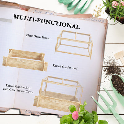 Outsunny 2-In-1 Wooden Greenhouse Planter Box - Natural 