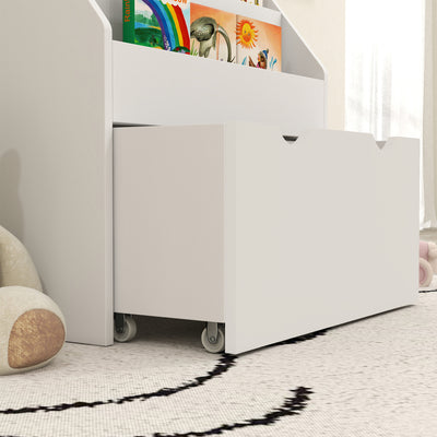 AIYAPLAY Bookcase for Kids with Shelves, Drawer, Bookcase for Bedroom, Playroom, White 
