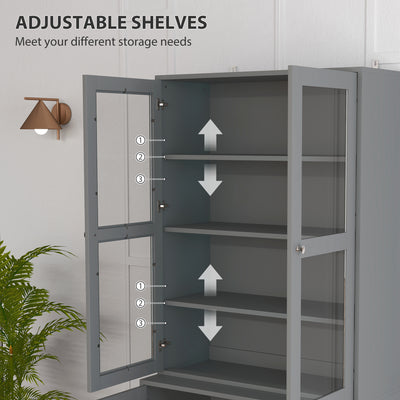 HOMCOM Double Storage Display Cabinet - Grey 