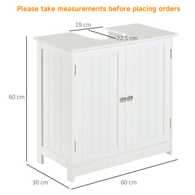 HOMCOM Under Sink Bathroom Storage Cabinet 2 Layers Vanity Unit Wooden - White 
