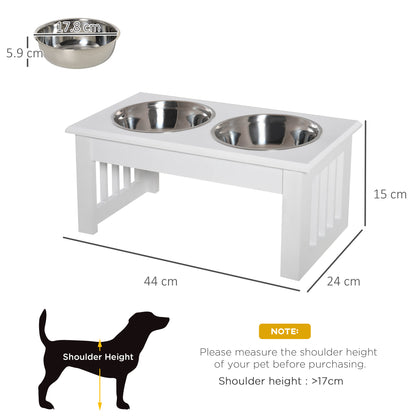 PawHut Raised Dog Feeding Bowls with Stand, Stainless Steel for  Extra Small and Small Dog, 44L x 24W x 15H cm - White 