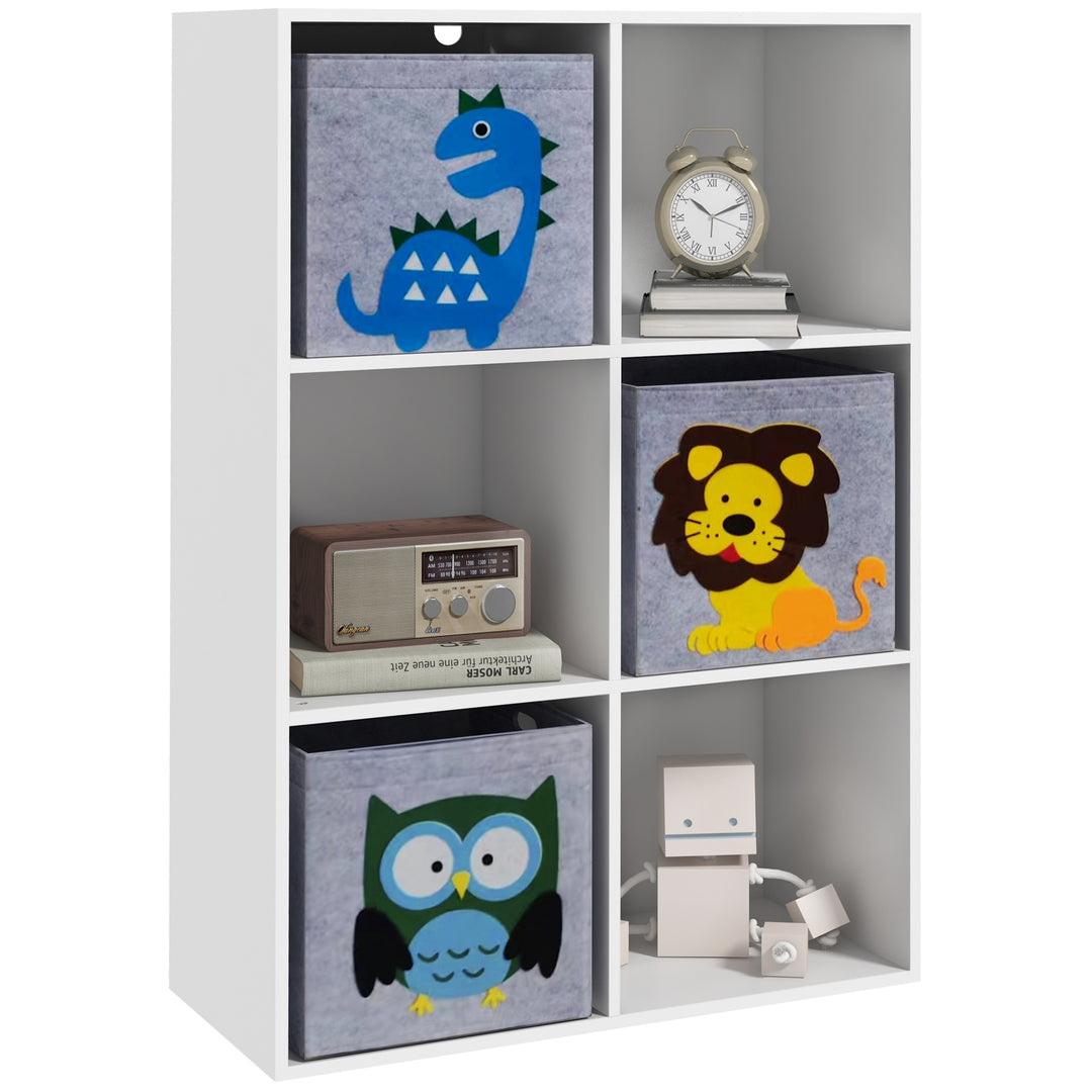 ZONEKIZ Kids Toy Box with Three Non-Woven Fabric Drawers, 61.8 x 29.9 x 91.5cm - White 