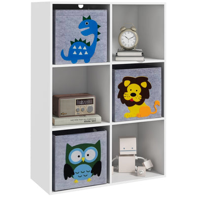 ZONEKIZ Kids Toy Box with Three Non-Woven Fabric Drawers, 61.8 x 29.9 x 91.5cm - White 