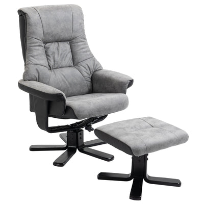HOMCOM Fabric Recliner Sofa Armchair with footstool Swivel Sofa Grey 