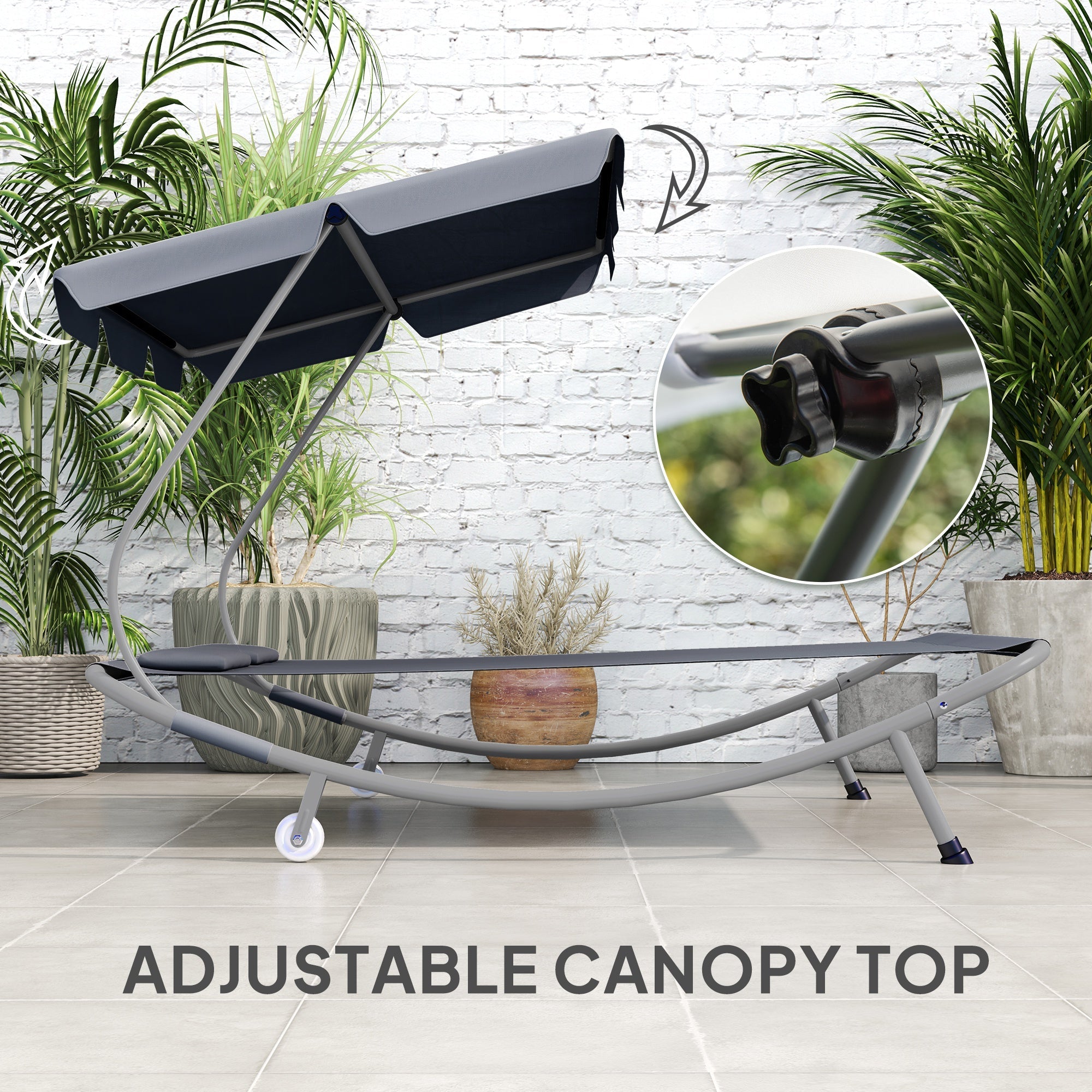 Outsunny Double Outdoor Bed, with Canopy - Light Grey 