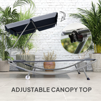 Outsunny Double Outdoor Bed, with Canopy - Light Grey 