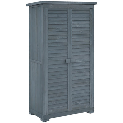 Outsunny 39.5 x 79cm Fir Wood Garden Shed - Grey 