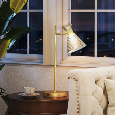 HOMCOM Modern Table Lamp, Bedside Lamp with Adjustable Flower-Shaped Head and E27 Socket for Living Room Bedroom Study, Bulb Not Included, Gold Tone 