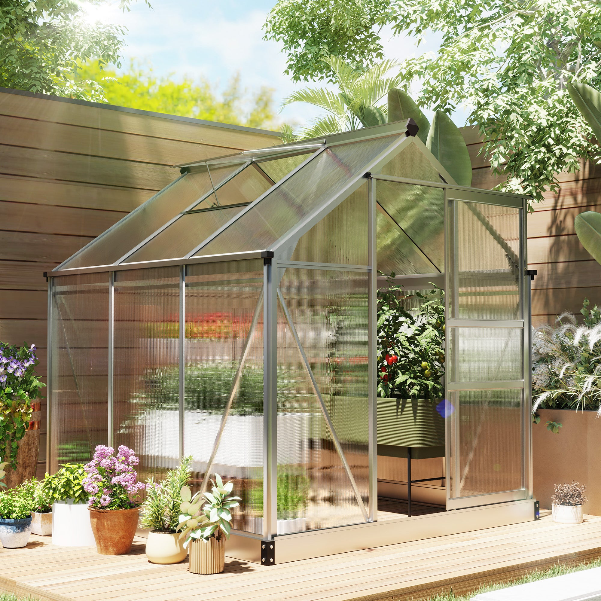 Outsunny 6 x 6ft Polycarbonate Greenhouse - Clear 