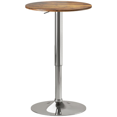 HOMCOM Round Bar Table, 360 Degree Swivel Counter Pub Table with Adjustable Height, for Kitchen, Cafe, Rustic Brown 