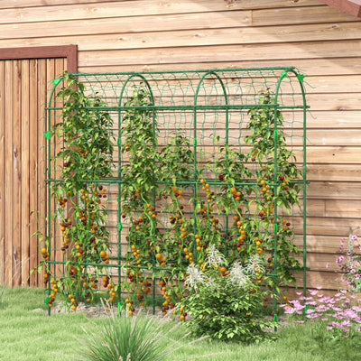 Outsunny 183 cm Tall Metal Garden Trellis, Arch Trellis for Climbing Plants Outdoor with Climbing Net 