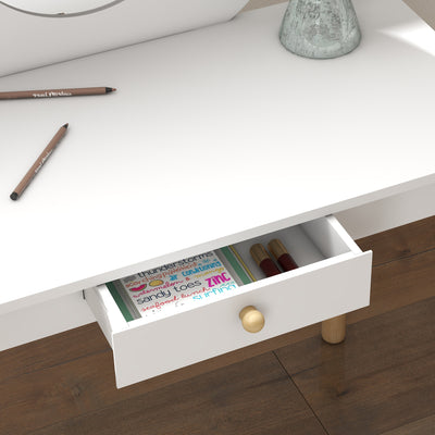 AIYAPLAY Kids Dressing Table with Mirror, Stool, Drawer, Cloud Design, White 