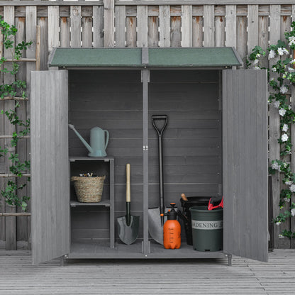 Outsunny 139 x 75 Fir Wood Garden Shed, with Asphalt Roof - Grey 