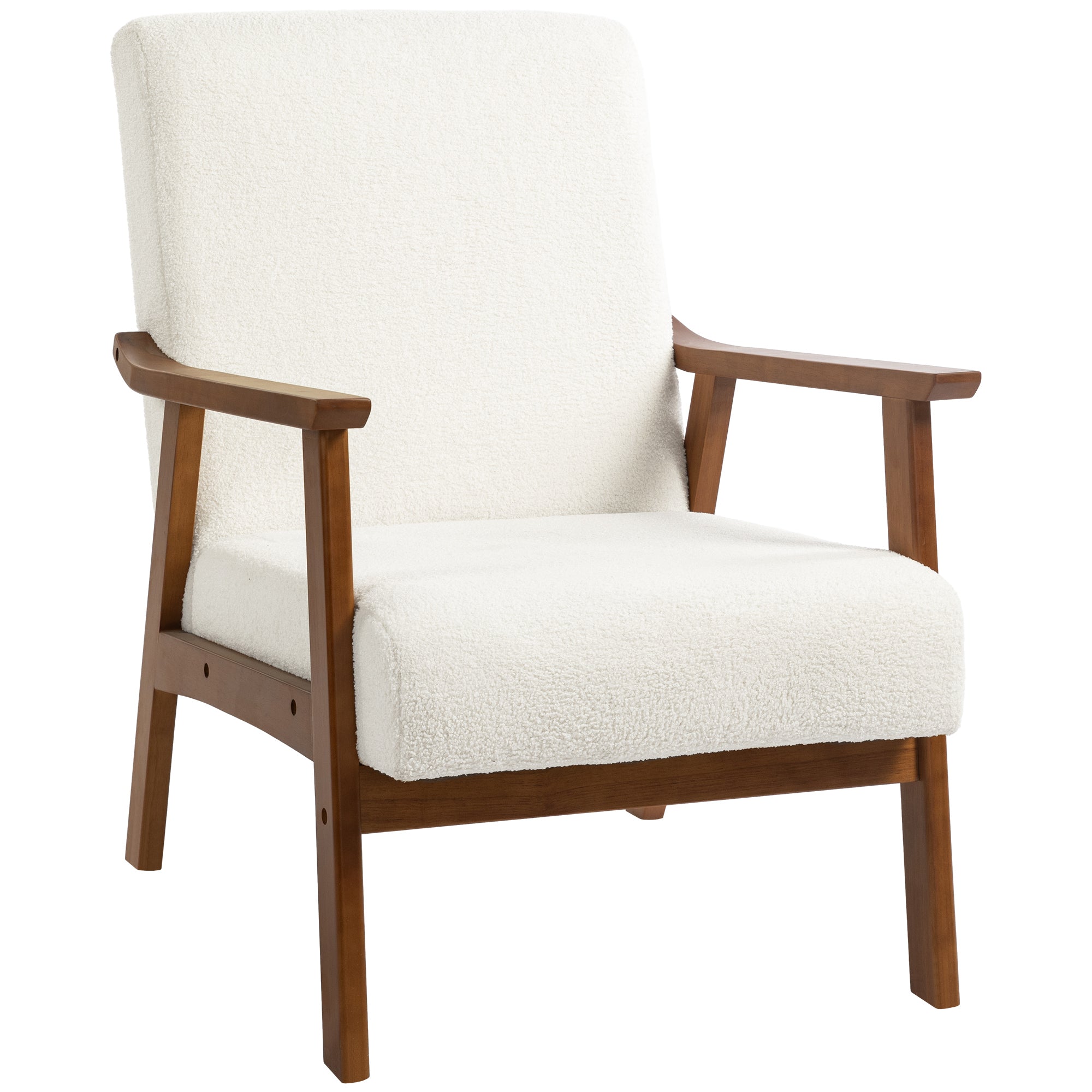 HOMCOM Boucle Seat Mid Century Accent Chair - White 