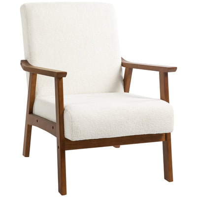 HOMCOM Boucle Seat Mid Century Accent Chair - White 
