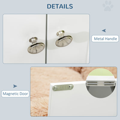 PawHut Raised Pet Feeder, with Two Bowls, Storage - White 