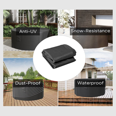 Outsunny Garden Patio Large Furniture Set Round Cover 600D Oxford Waterproof, Ф193 x 80H cm, Black 