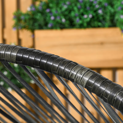 Outsunny String Rattan Egg Chair, with Padded Seat Cushion - Grey/Black 