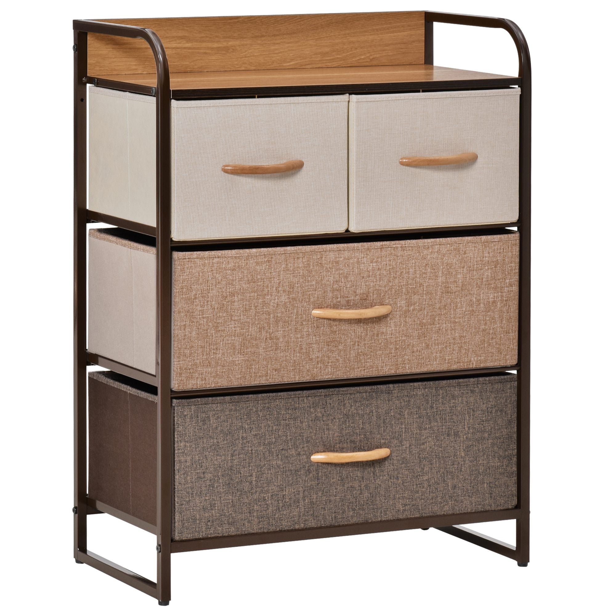HOMCOM 4-Drawer Dresser, 3-Tier Storage Organizer, Tower Unit for Bedroom Hallway Closets with Steel Frame Wooden Top 