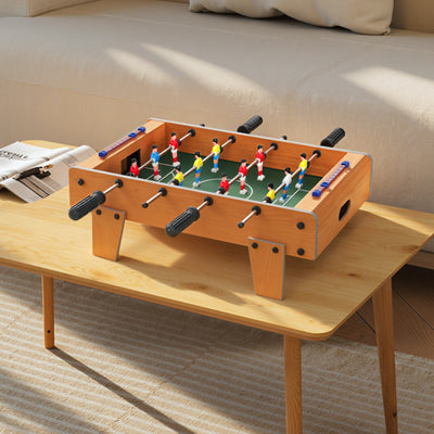 SPORTNOW 20 in Table-top Football Table with Stainless Steel Rods, Compact Foosball Table for Kids and Adults, All-Inclusive Foosball Game Set for Indoor, Nature Wood Finish 