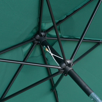 Outsunny 2.6M Garden Parasol Umbrella with Tilt and Crank, Outdoor Sun Parasol Sunshade Shelter with Aluminium Frame, Green 