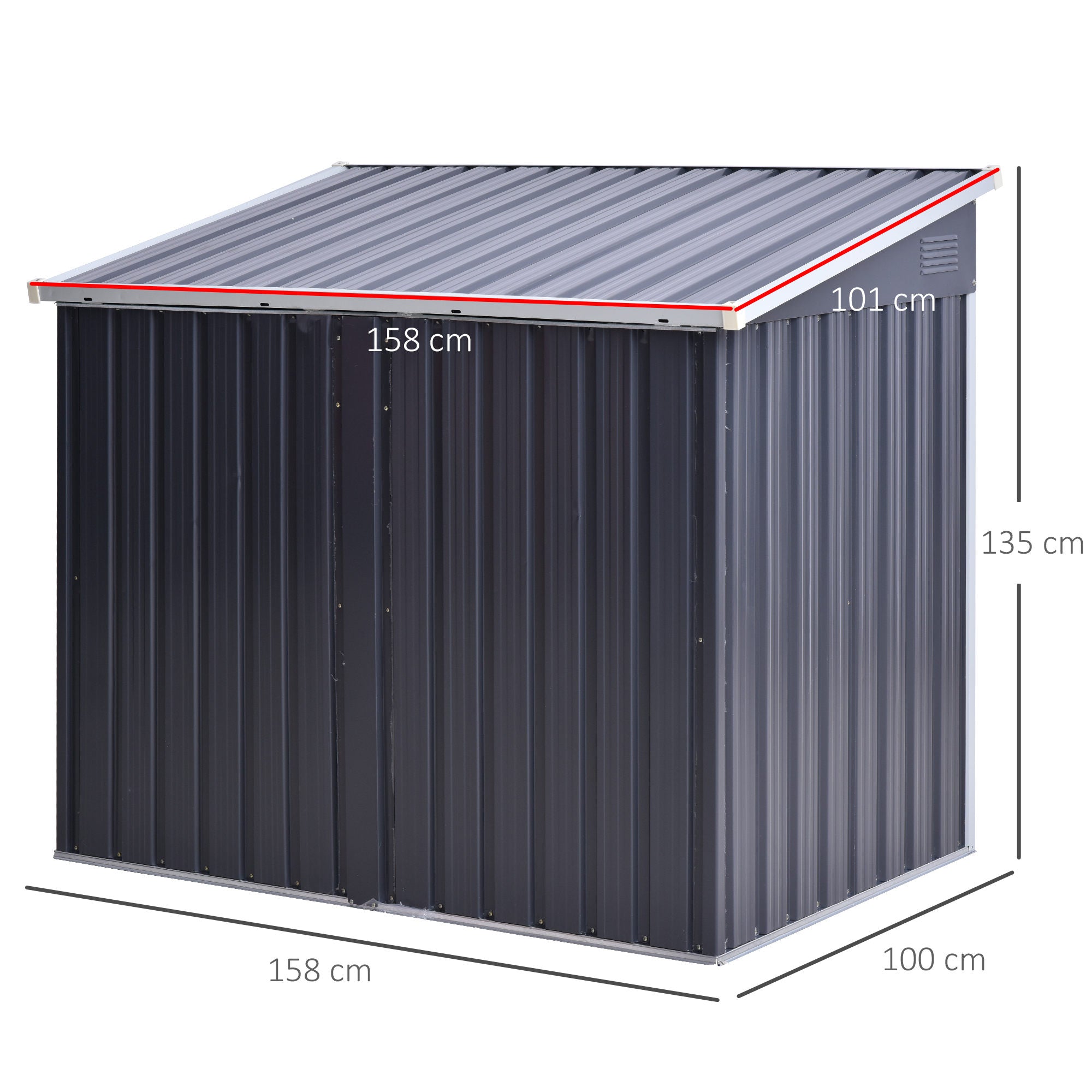 Outsunny 3.2 x 5.1ft Corrugated Steel Two-Bin Storage Shelter - Black 