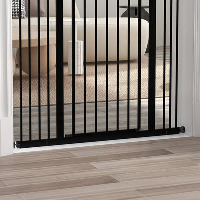 PawHut Pressure Fit Dog Stair Gate No Drilling Safety Gate Auto Close for Doorways, Hallways, 74-100cm Adjustable, 94cm Tall, Black 