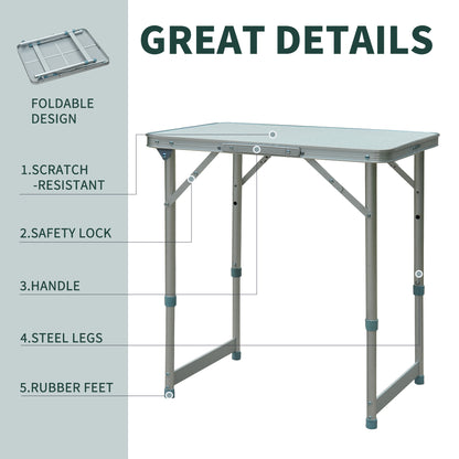 Outsunny Patio Foldable Picnic Table-Silver 