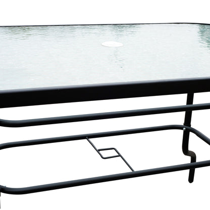 Outsunny 8 Pieces Dining Set Furniture Garden Foldable 6 Chairs 1 Table with Parasol Beige