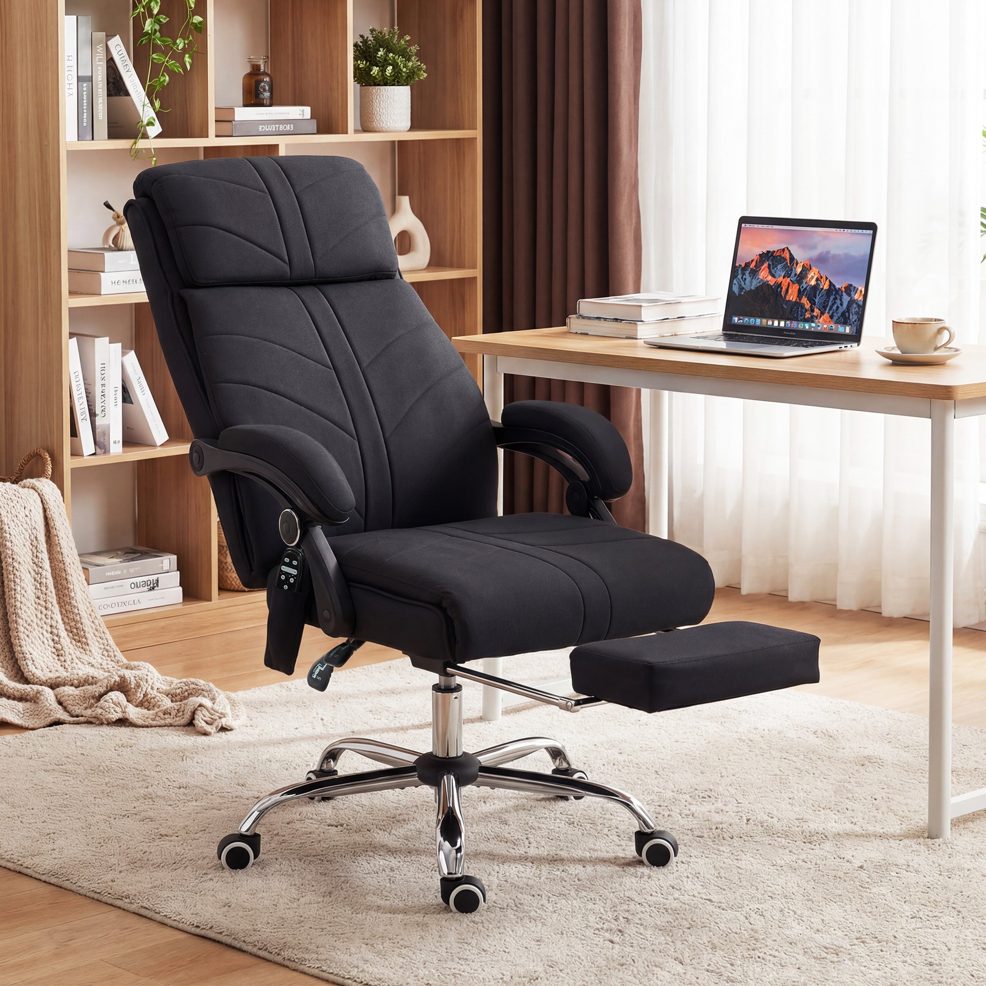 Vinsetto High Back Vibration Massage Office Chair with Footrest, Heated, Black 