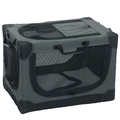 PawHut Soft Dog Crate Pet Travel Crate 60 x 42 x 43 cm with Removable Pad Mesh Window Army Green 